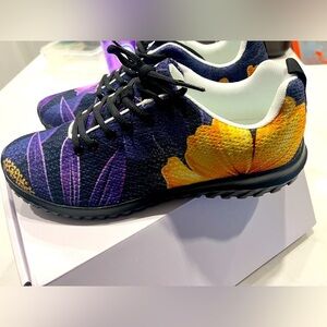 Floral Athletic Shoes - Black, Purple, Yellow Size 11 Brand New